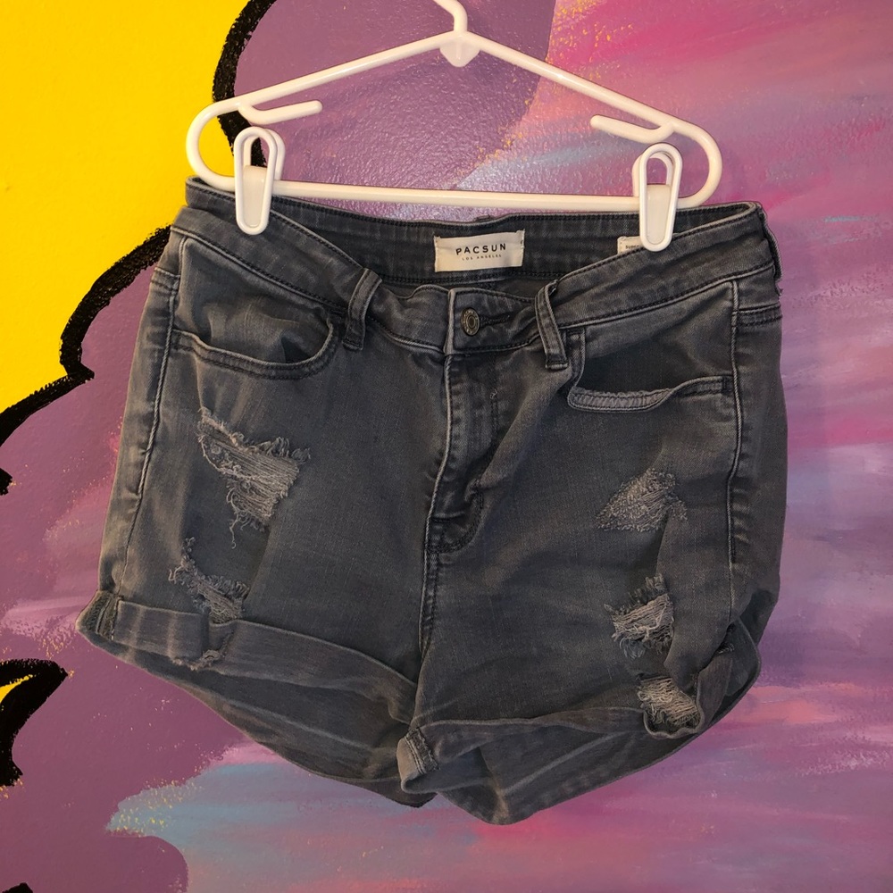 grey distressed pacsun jean shorts
